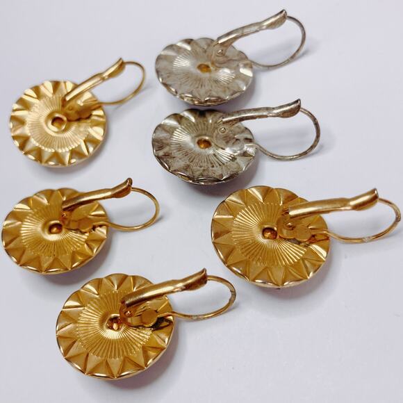 Vintage Lot of 3 Earrings Pairs Rivoli Rhinestone Leverback Mid Century Sparkly - Picture 15 of 16